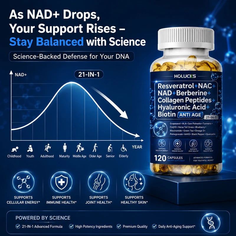 HOLUCKS NAD+ CoQ10 Turmeric Wellness Supplement – 60 Capsules Wellness Supplement Qst