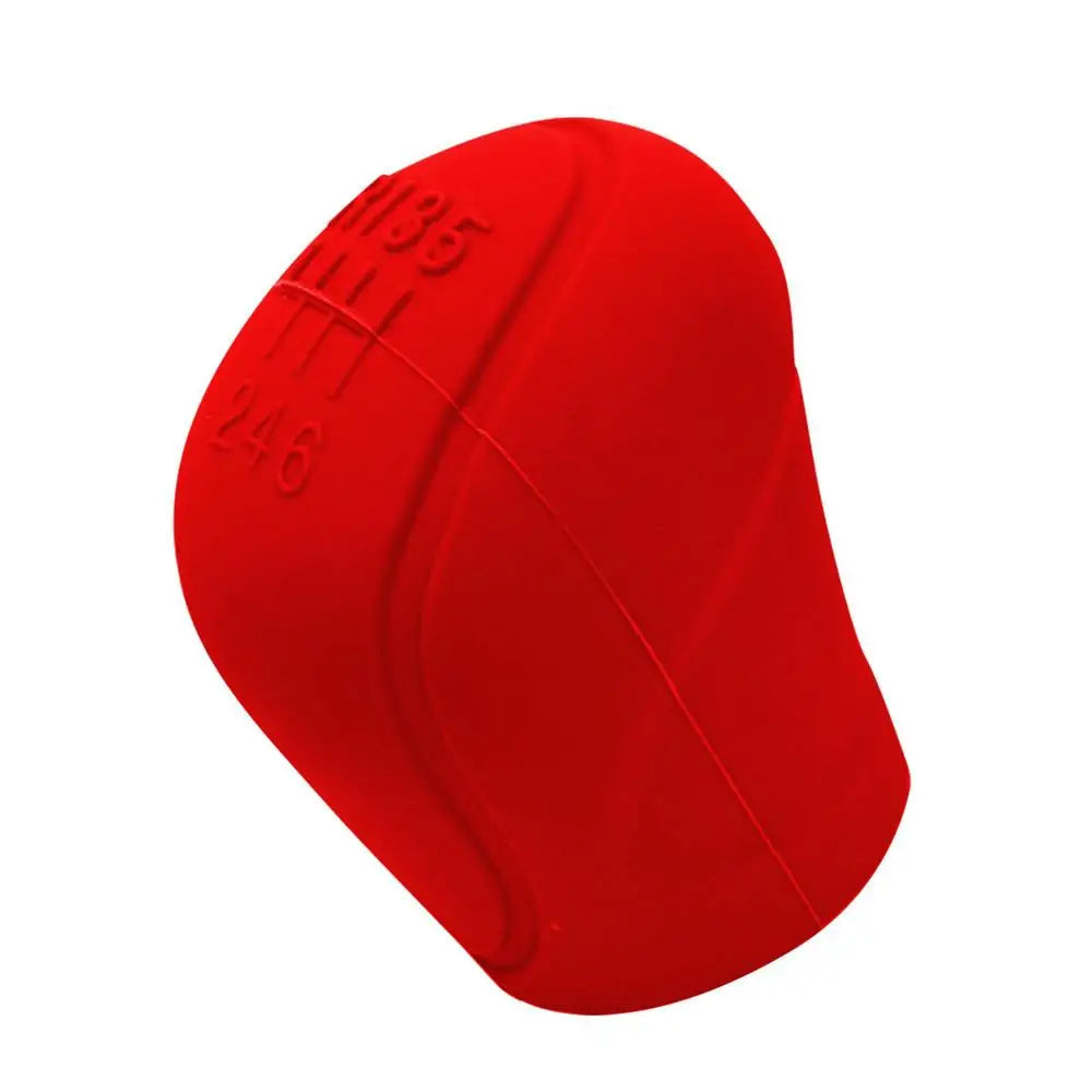 Silicone Car Shift Knob Cover – 6-Speed Anti-Slip Collar Gear Shift Cover Qst Red