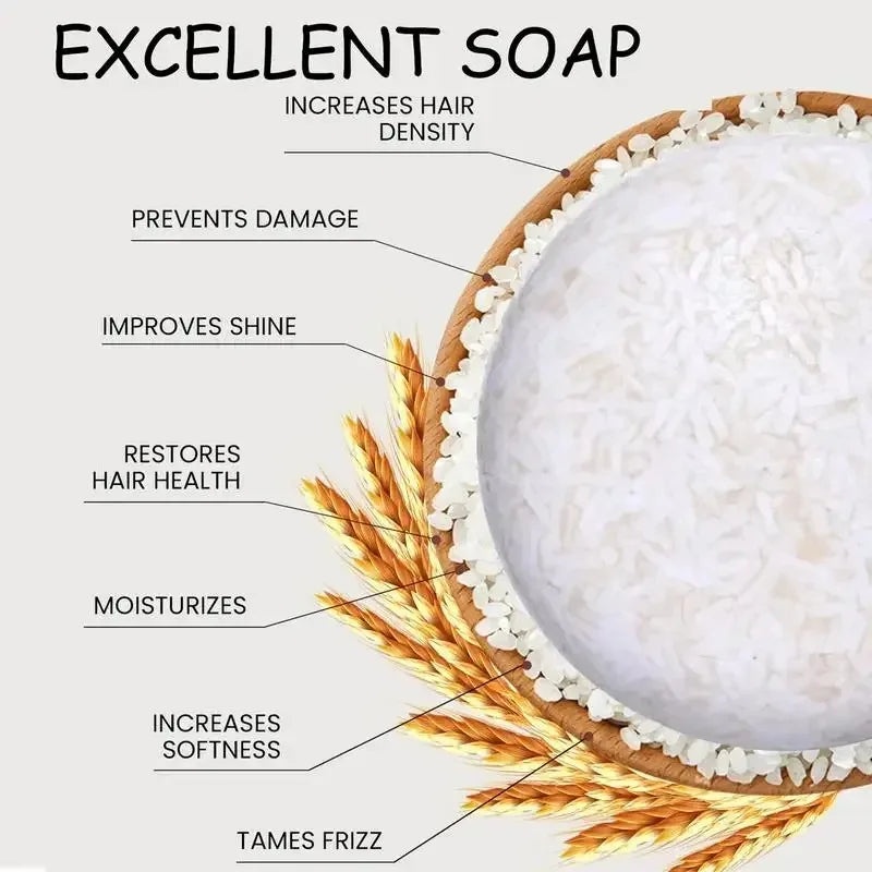 REAROYA Organic Rice Water Shampoo Bar – Oil-Free Hair Care Shampoo Bar Qst