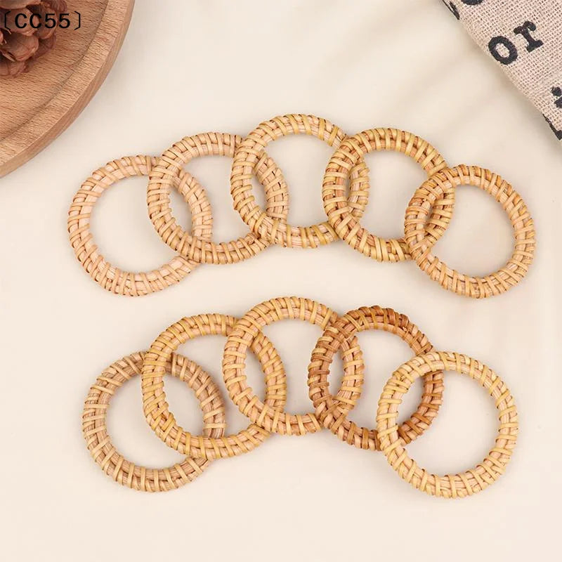 12pcs Bohemian Rattan Napkin Rings – Rustic Woven Holders Napkin Rings Qst