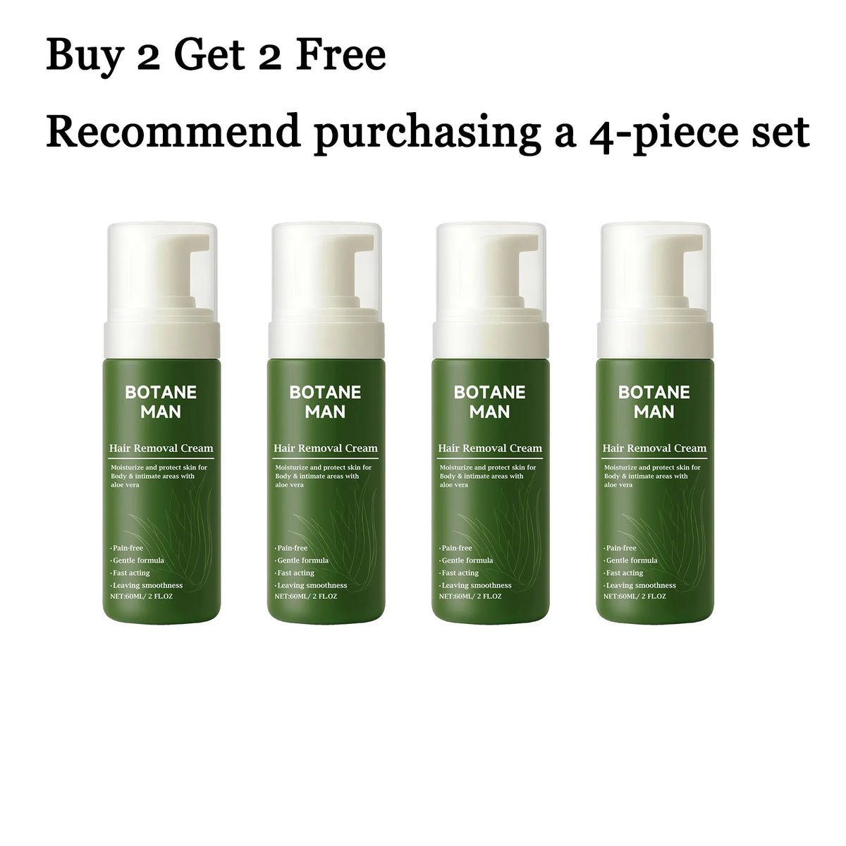 Eelhoe 60ml Aloe Vera Hair Removal Mousse Spray Hair Removal Mousse Qst 4 pcs