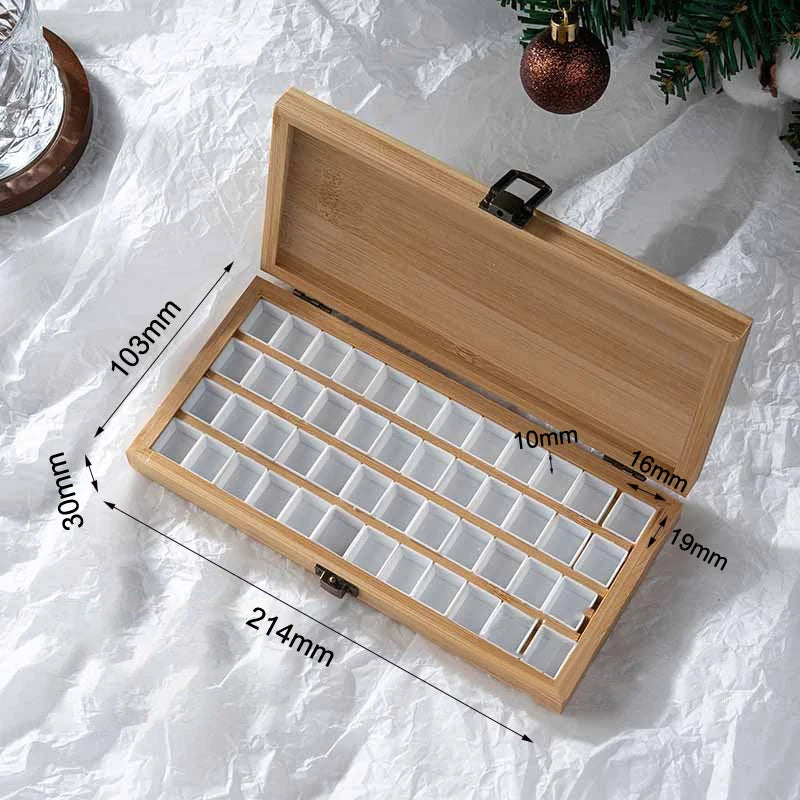 Bamboo Nail Polish Storage Box – 24/36/42/48 Grid Organizer Nail Polish Organizer Qst