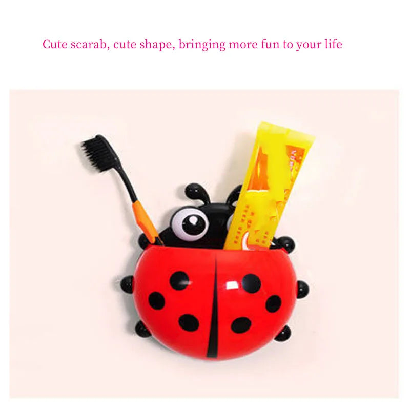 Ladybug Toothbrush Holder Suction Cup | No-Drill Bathroom Rack Toothbrush Holder Qme