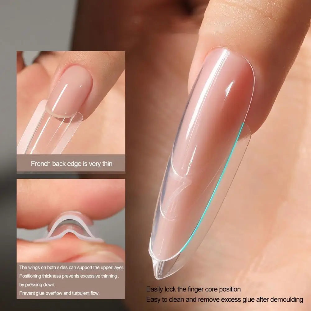 Qme Dual Almond Poly Gel Full Cover Reusable Nail Forms 240pc Nail Extension Molds Qme