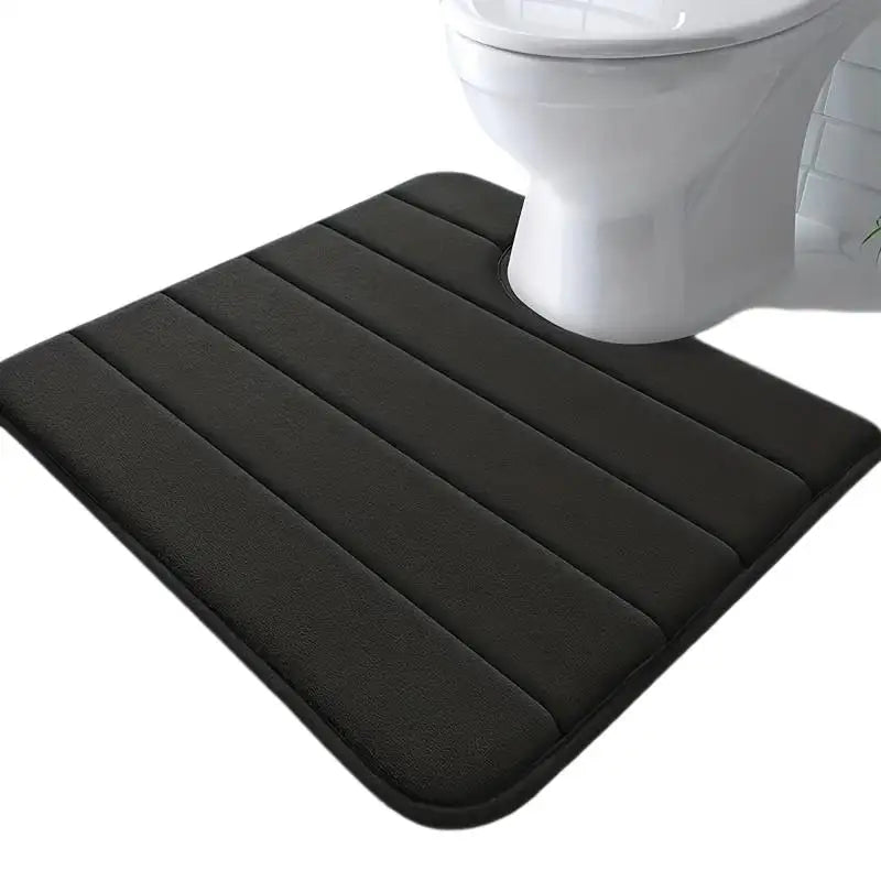 Memory Foam Bath Mat – Anti-Slip Absorbent U-Shaped Toilet Rug Memory Foam Bath Mat Qme