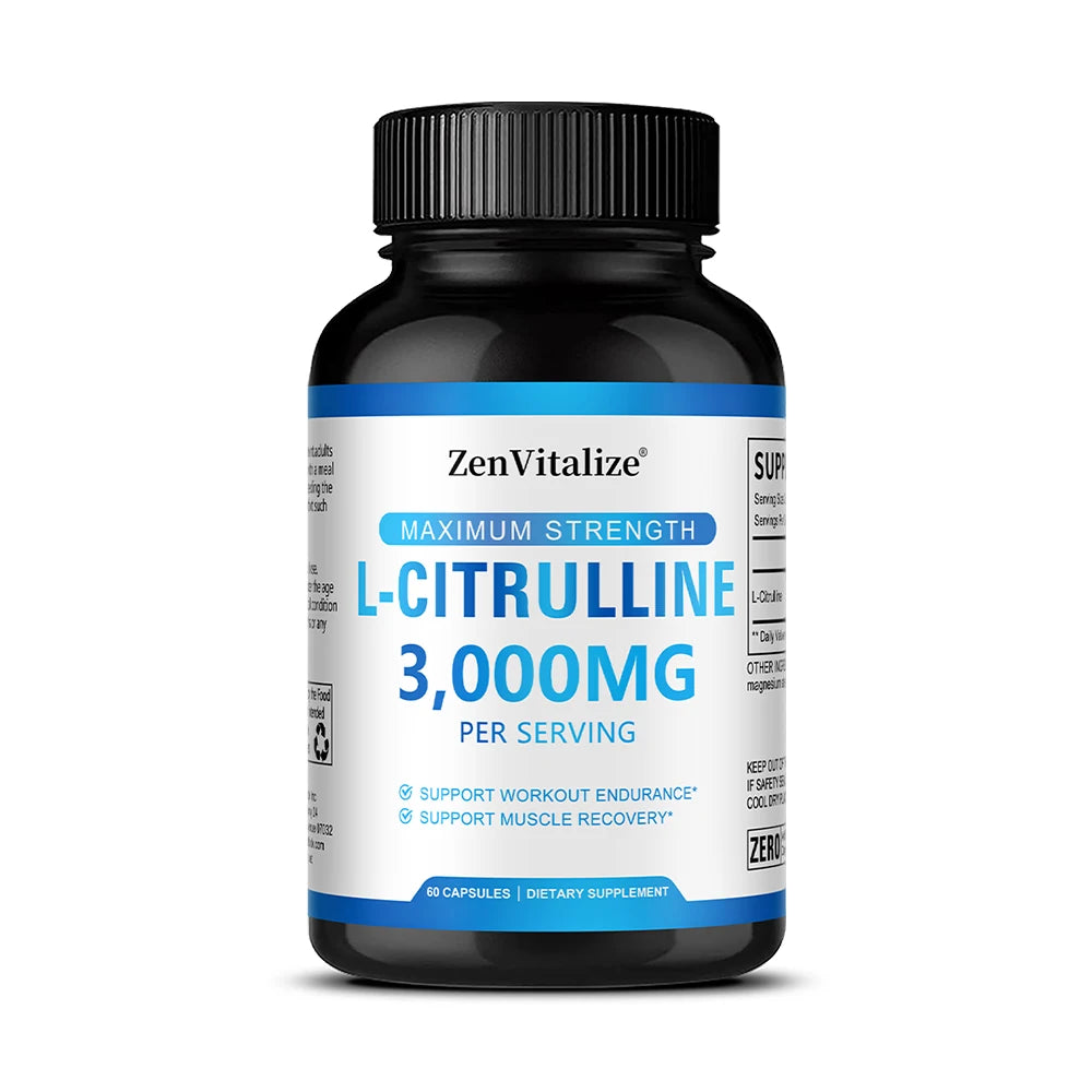 ZENVITALIZE L-Citrulline Supplement – Energy & Muscle Support Amino Acid Supplement Qst 60 count-1bottle