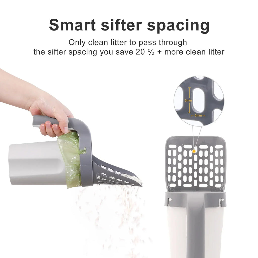 Cat Litter Scoop with Refill Bag Dispenser | Easy Clean Tool Cat Litter Scoop Qme