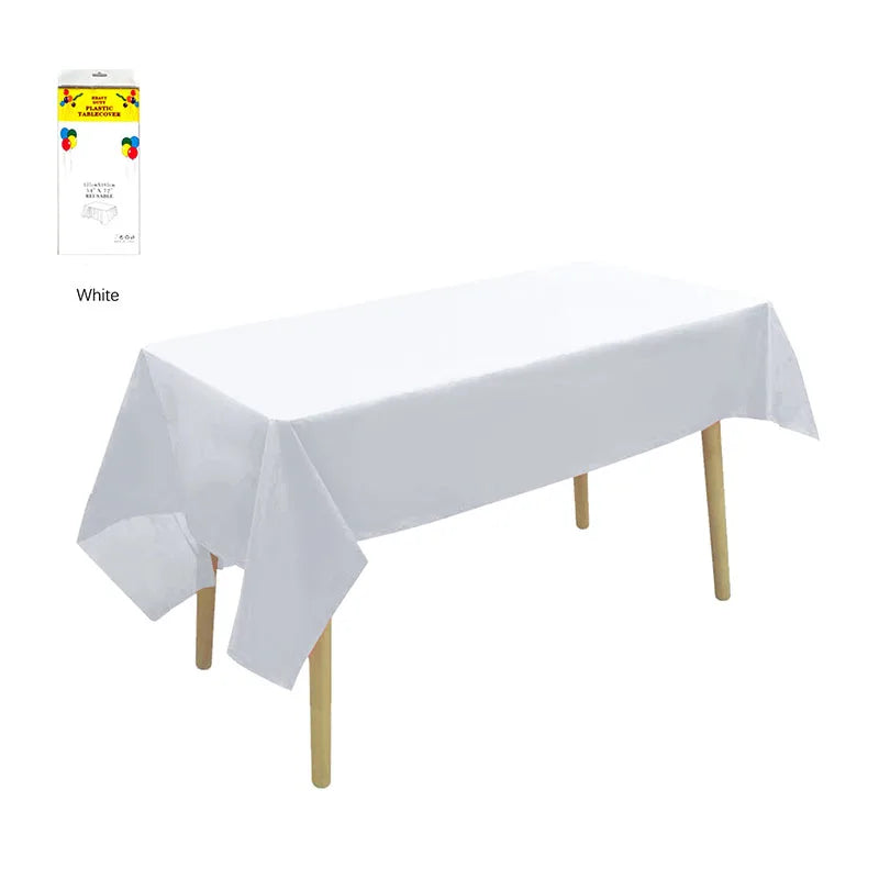 Disposable Waterproof Tablecloths – PE Party & Camping Cover Disposable Tablecloth Qme White 1PCS 137X183cm