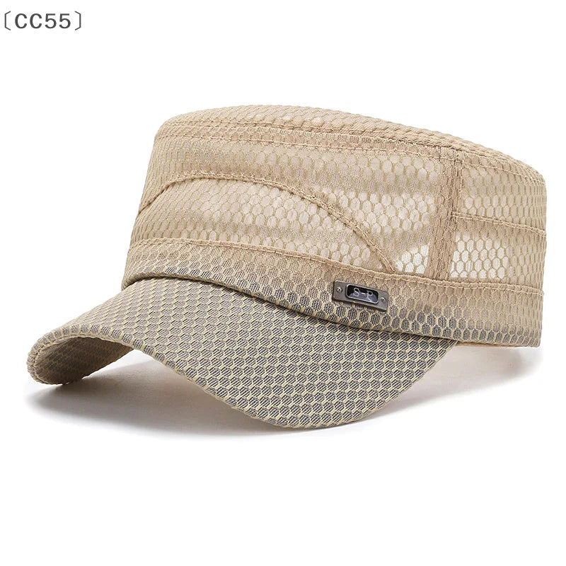 Men's Mesh Snapback Cap – Breathable Flat Top Trucker Baseball Hat Snapback Baseball Cap Qst