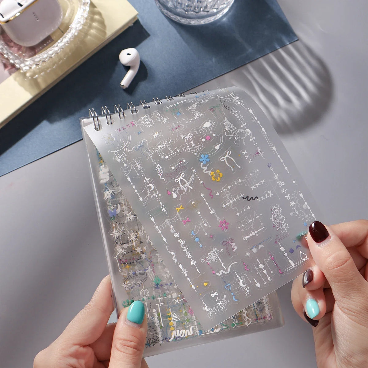 Cute Die-Cut Flash Book Stickers for Scrapbook & Phone Decor Decorative Stickers Qme