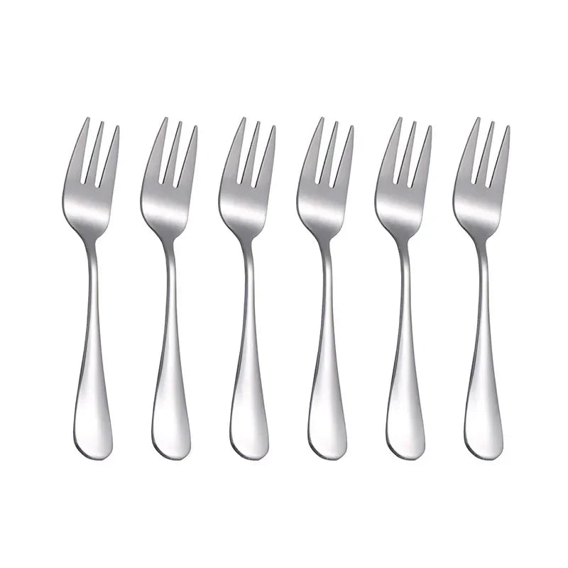 Stainless Steel Fruit & Dessert Forks Set | Elegant Mini Cutlery Dessert Fork Set Qme Silver