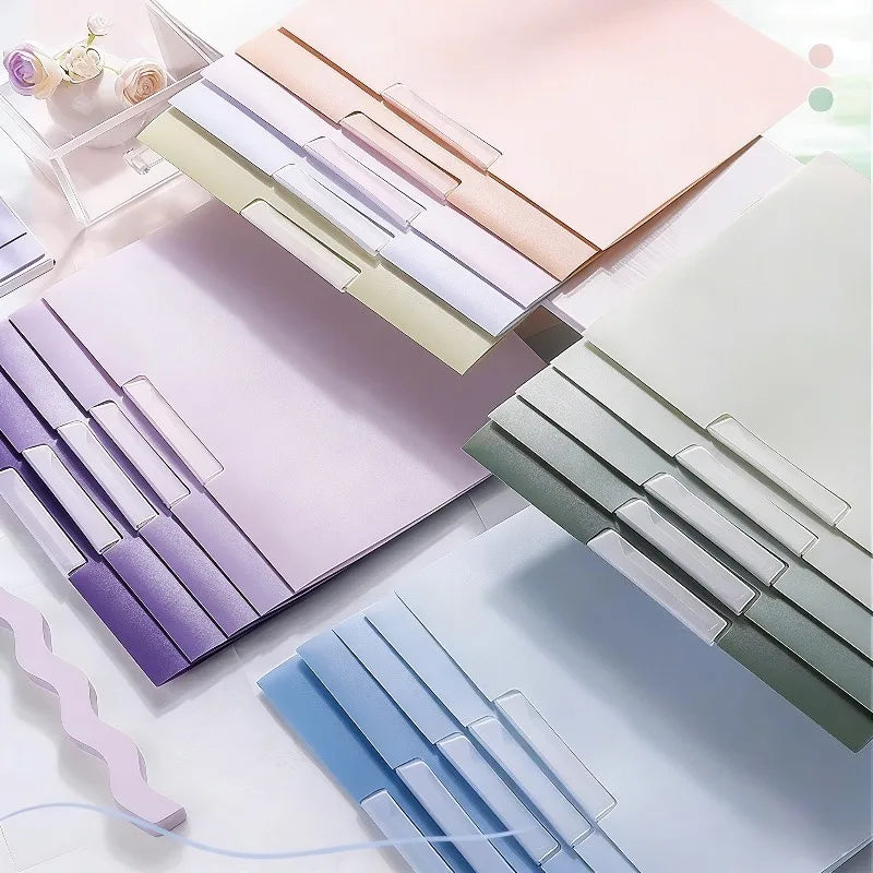 Gradient Document Folder Rotating Side-Opening Buckle | 5-Pack Document Folder Qme