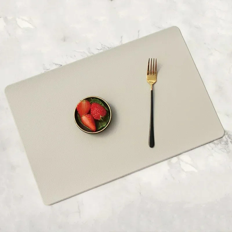 Nordic PVC Leather Placemat – Waterproof Table Mat, 7 Colors Leather Placemat Qme Beige L