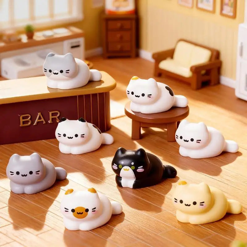 Cute Cat Figurine Miniature Resin Kitten Ornament Set of 8 Miniature Figurine Set Qme
