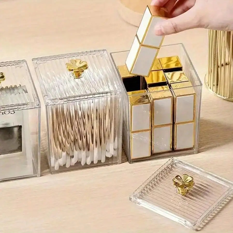Clear Makeup Cotton Pad Organizer Box | Vanity Storage Vanity Organizer Box Qme