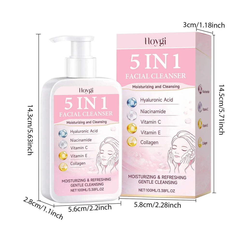 Moisturizing Facial Cleanser & Makeup Remover | Hyaluronic Acid Facial Cleanser Qme