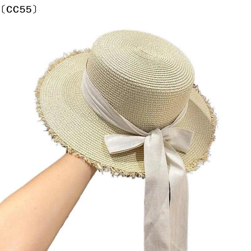 Lace Bow Foldable Straw Sun Hat – Women's Wide Brim Beach Hat Women's Straw Hat Qst
