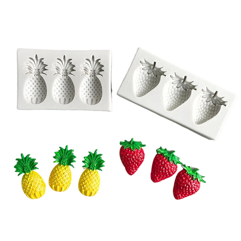 3-Cavity Pineapple Strawberry Silicone Mold – Cake Decorating Silicone Baking Mold Qst