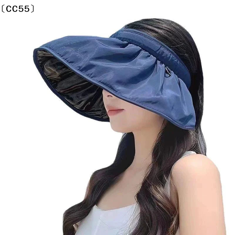 UPF50+ Foldable Sun Visor Hat Full Face Cover for Women Sun Visor Hat Qst