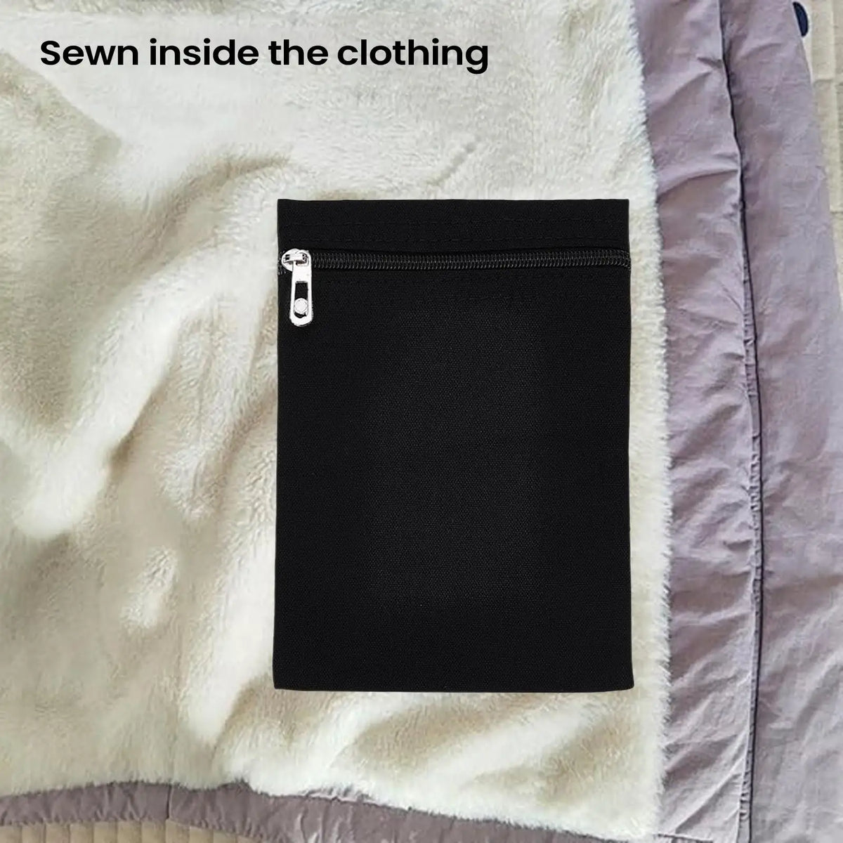 Anti-Theft Zipper Sew-In Inside Pocket for Jackets & Coats Sew-In Security Pocket Qme
