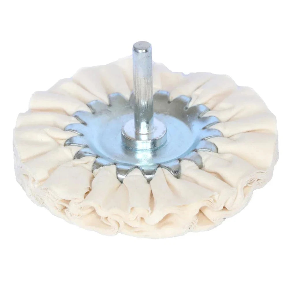 White Cotton Buffing Wheel 100mm Polishing Bit 6mm Shank Polishing Buffing Wheel Qme