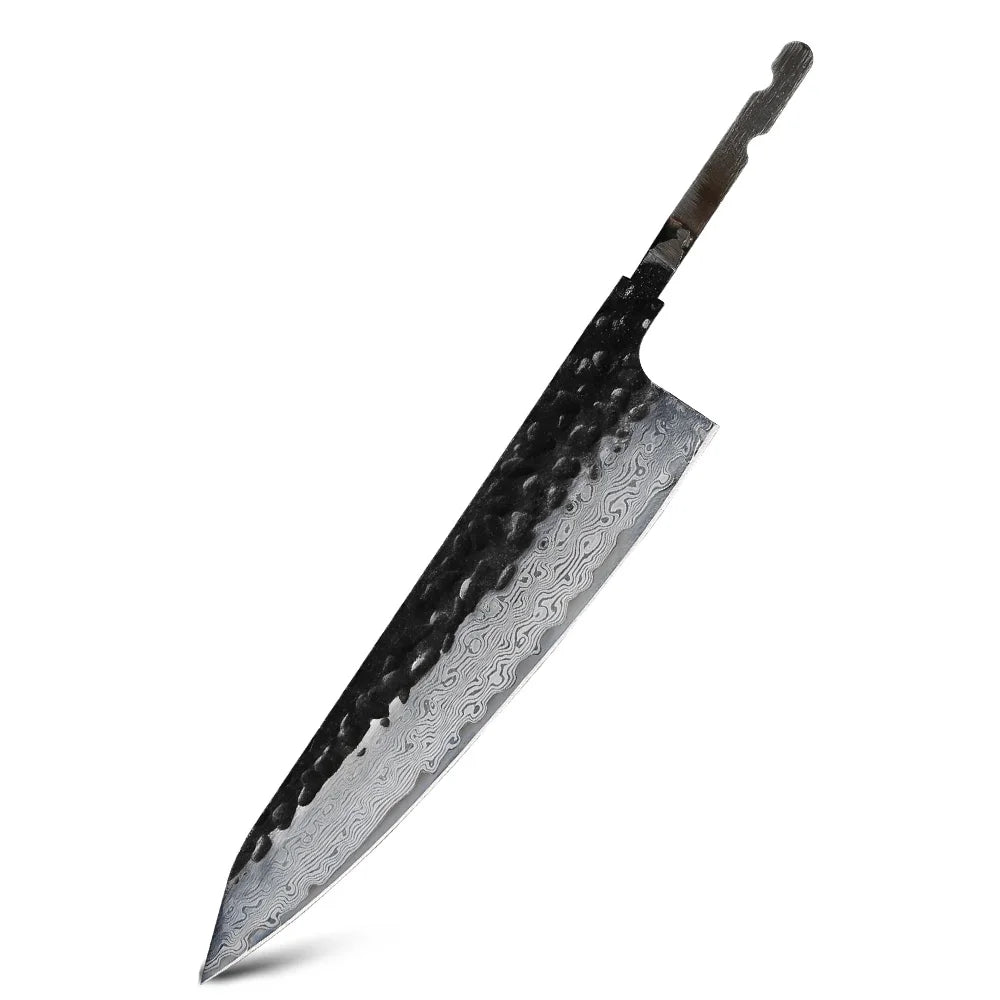 TURWHO Damascus Steel Chef Knife Blank & Octagonal Handle DIY Kit Knife Making Kit Qst green