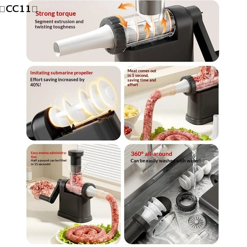 Manual Sausage Stuffer Machine – Hand-Crank Meat Injector Sausage Stuffer Qme