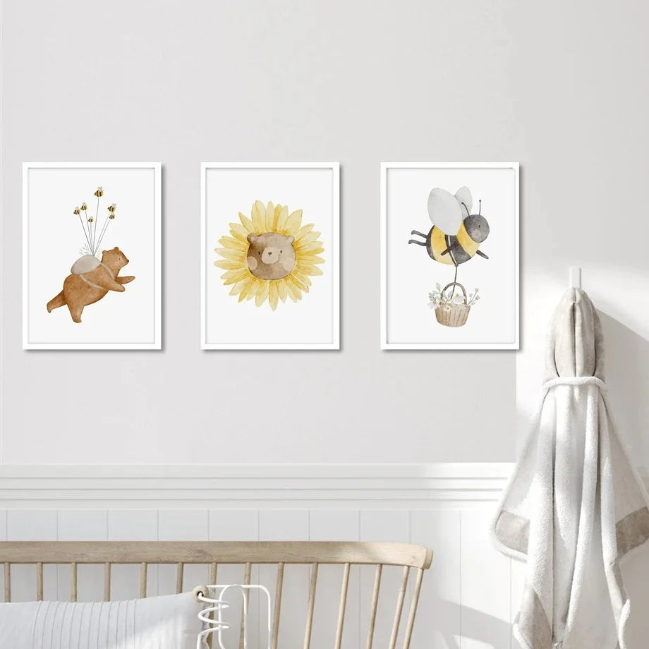 Cartoon Animal Canvas Poster – Kids & Nursery Wall Art Canvas Wall Poster Qst