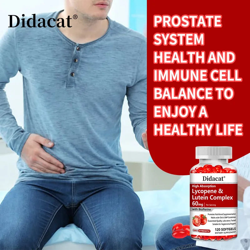 Lycopene & Lutein Complex 60mg Capsules with Bioperine Antioxidant Supplement Qst