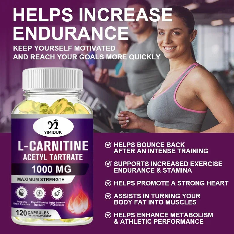 Yimiduk L-Carnitine 1000mg – Energy & Lean Muscle Supplement L-Carnitine Supplement Qst