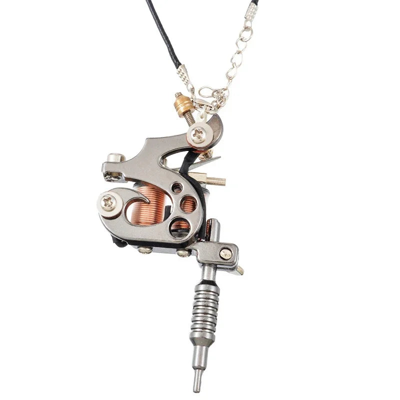 Tattoo Machine Charm Stainless Steel Pendant Necklace for Men Charm Pendant Necklace Qme