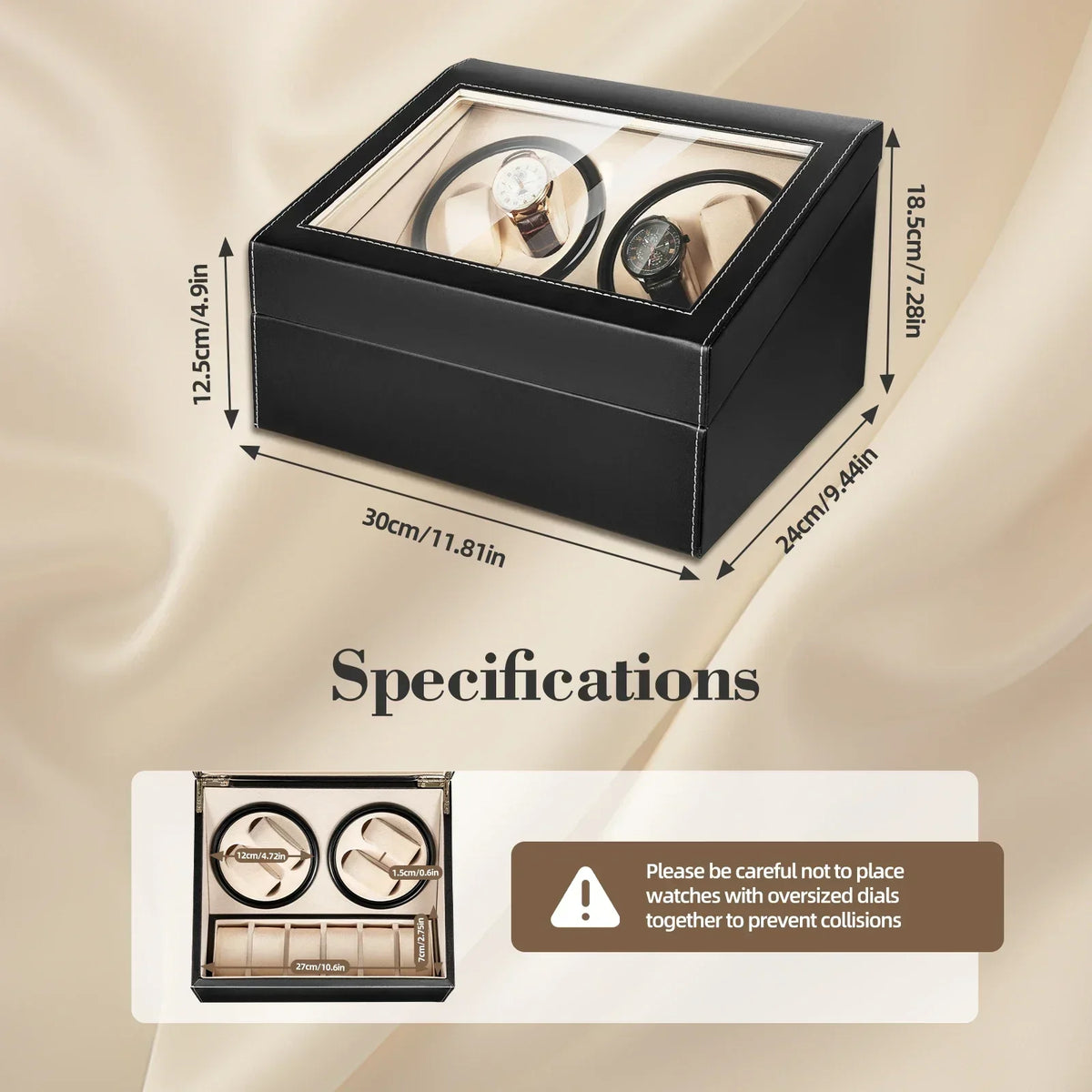 4+6 Automatic Watch Winder Box – PU Leather & Wood Case Watch Winder Box Qme