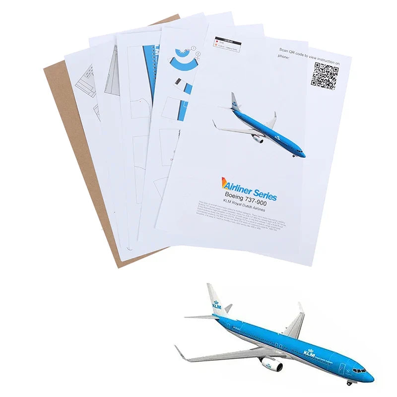 Boeing 737 Dutch Airlines 1:100 Scale 3D Paper Model DIY Kit 3D Paper Model Kit Qme