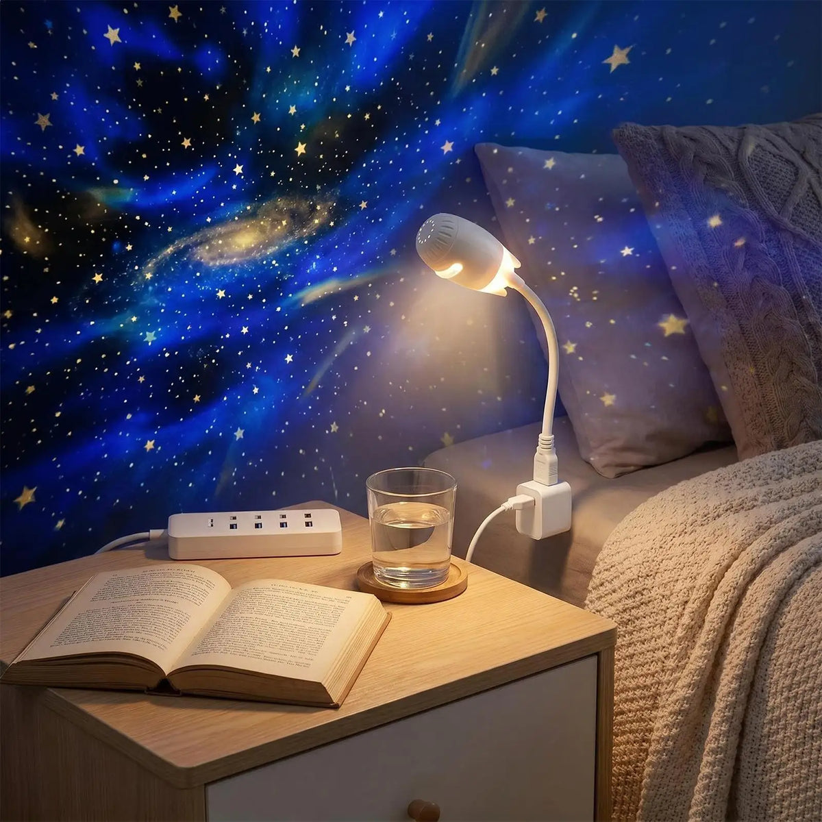 Galaxy Projector Night Light USB Dimmable Gooseneck Lamp Galaxy Projector Lamp Qme