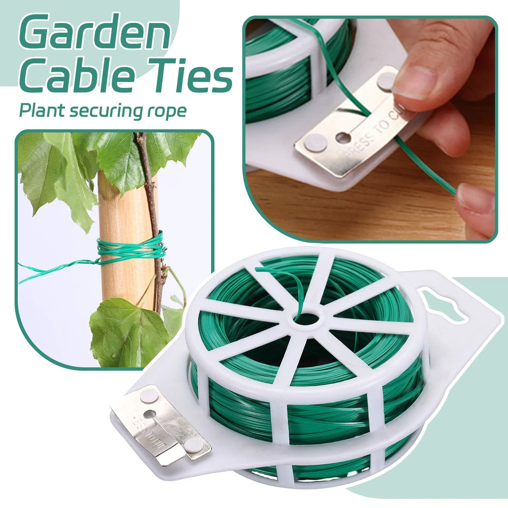 Reusable Green Garden Twist Ties with Cutter – 20–100m Garden Twist Ties Qme