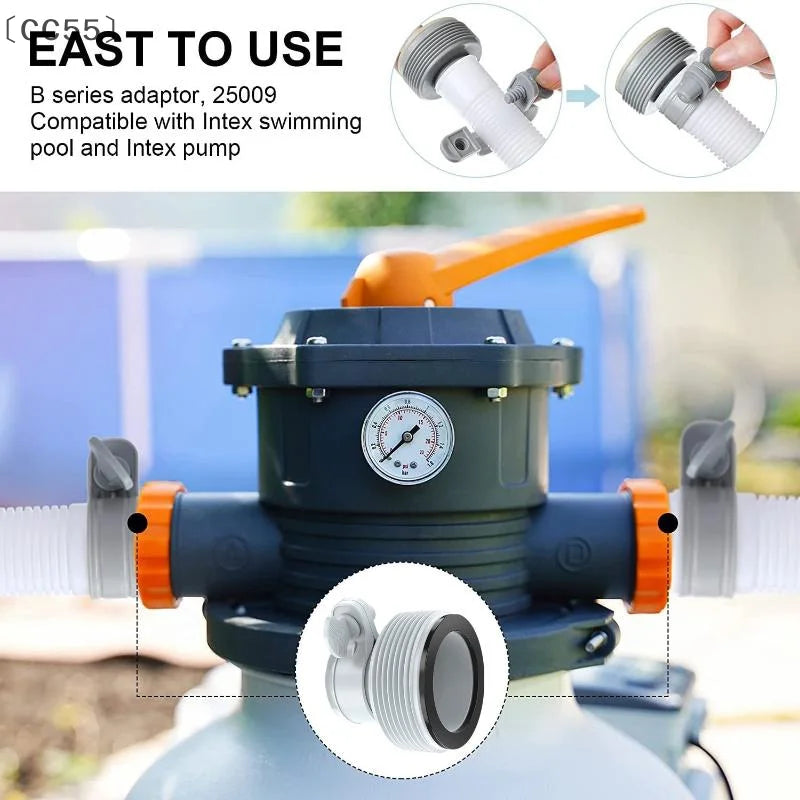 Pool Hose Adapter 1.25–1.5 Inch Conversion Kit for Intex Pumps Pool Hose Adapter Qst