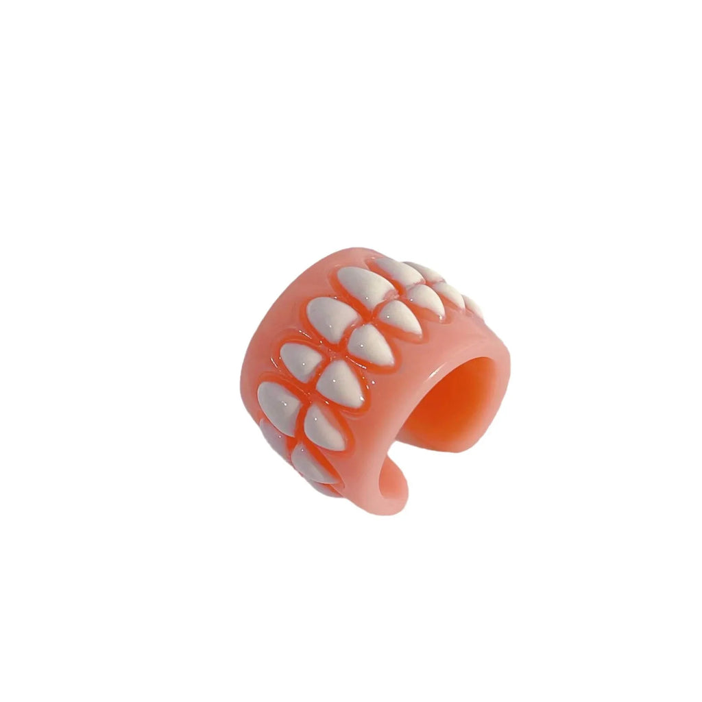 Creative Teeth Design Resin Open Ring – Unisex Gothic Jewelry Resin Fashion Ring Qme