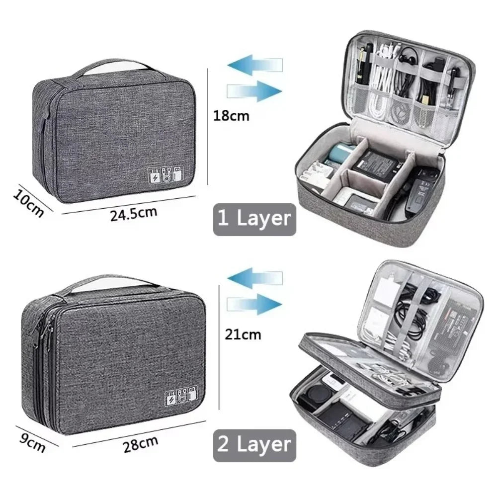 Portable Cable Organizer Bag | Travel USB & Gadget Storage Cable Organizer Bag Qme