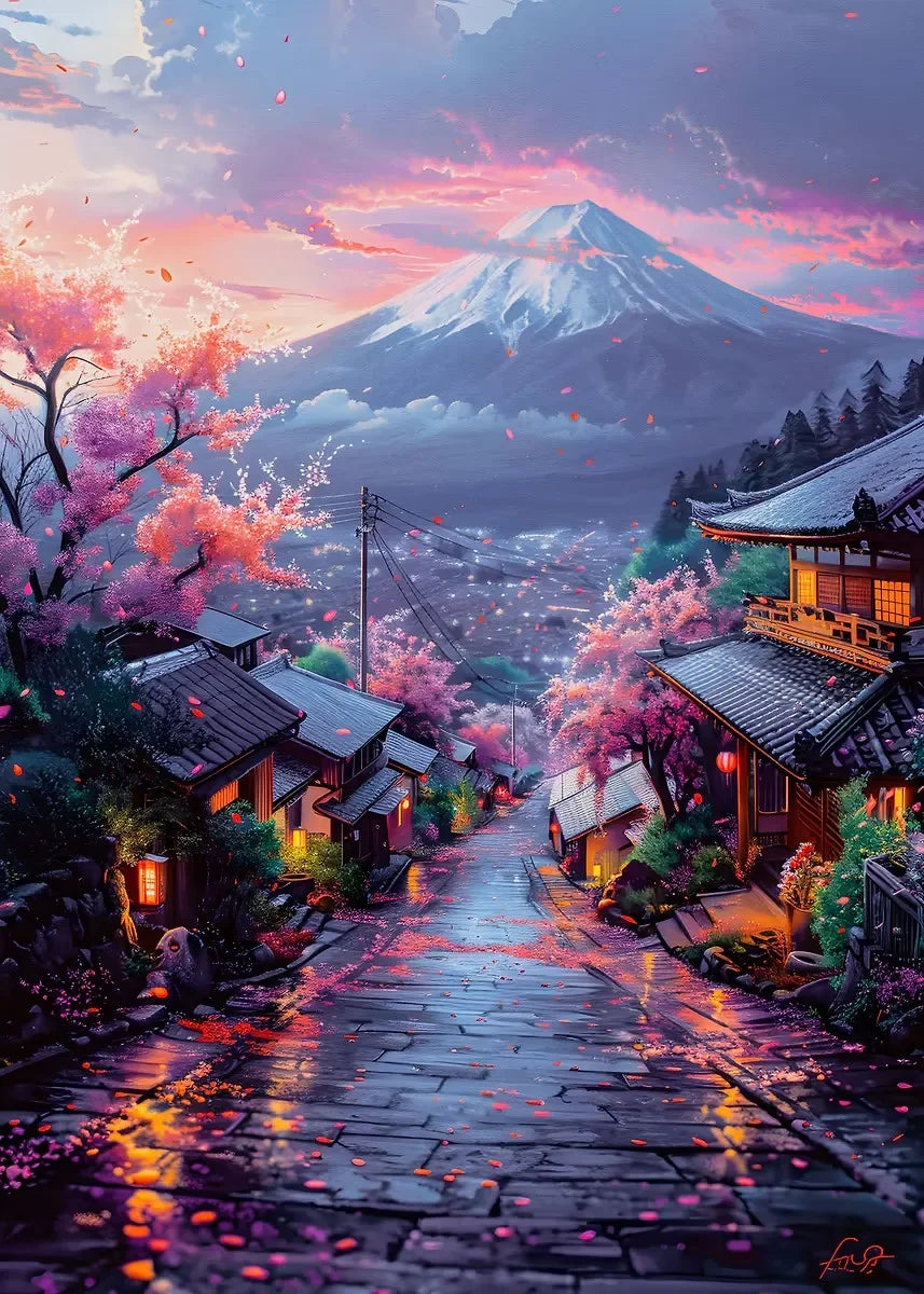 Japanese Cherry Blossom Mount Fuji Canvas Wall Art Print Canvas Wall Art Qst