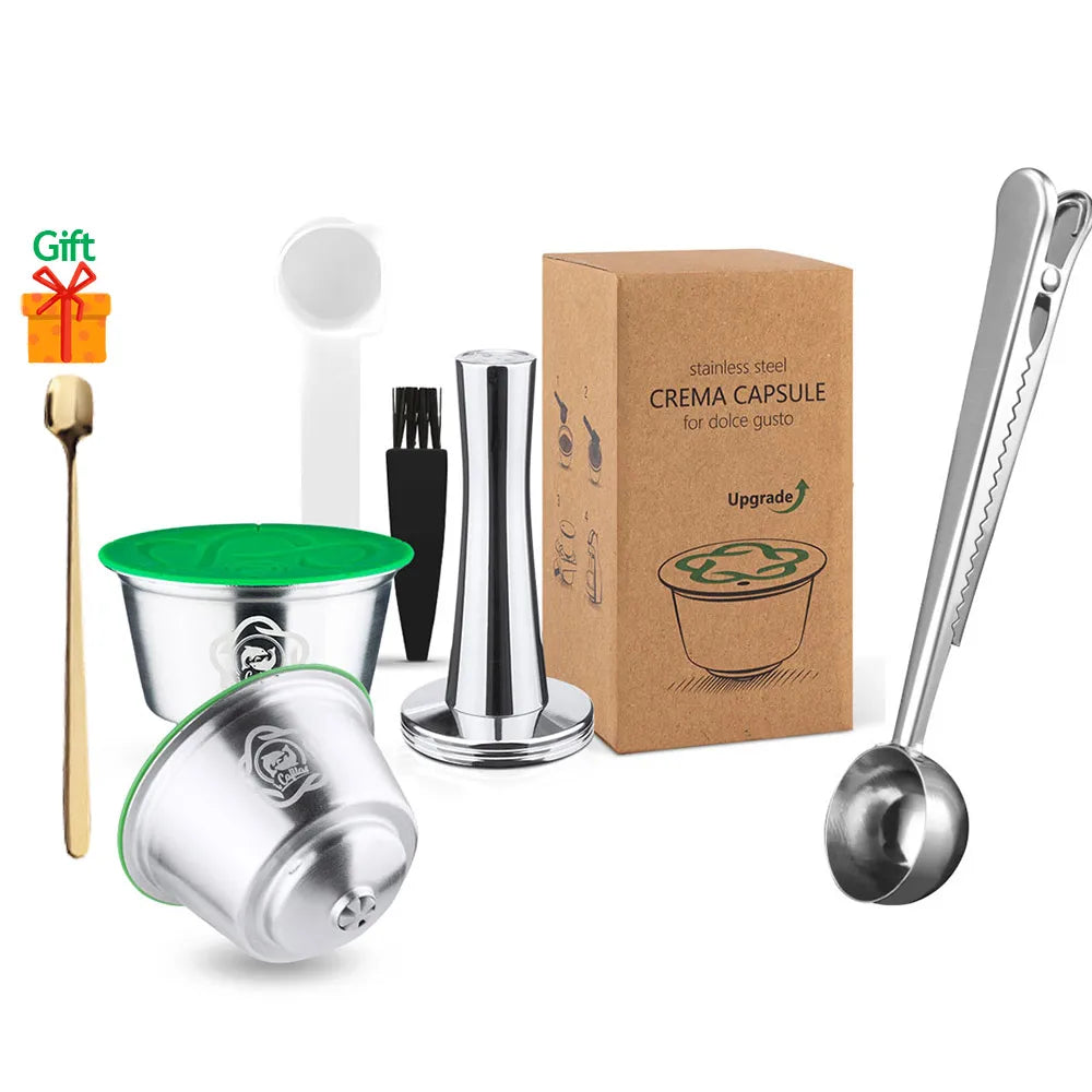 Reusable Stainless Steel Coffee Capsule for Dolce Gusto Refillable Coffee Capsule Qst 2pod tamper S