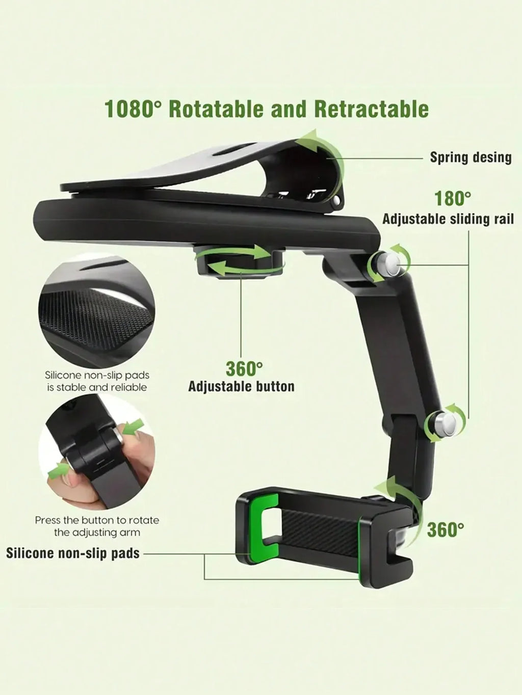 360° Rotating Sun Visor Car Phone Mount | Universal Holder Car Phone Mount Qme