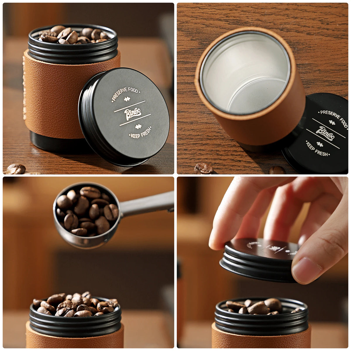 Bincoo 80ML Mini Airtight Coffee Canisters 2-Pack | Portable Coffee Storage Canister Qst
