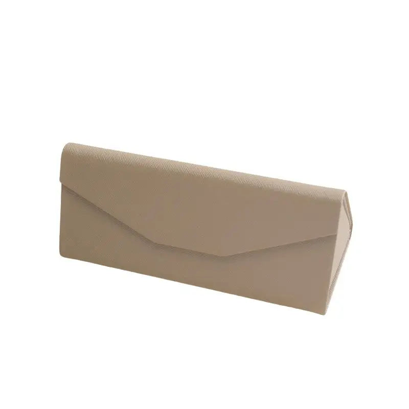 Triangle Glasses Case – Waterproof Folding PU Leather Eyeglass Box Eyeglass Case Qst Beige