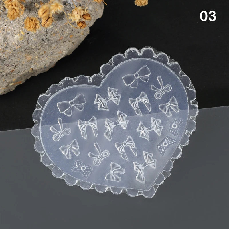 3D Silicone Nail Art Mold – Heart Butterfly Bow Flower Silicone Nail Mold Qst 3
