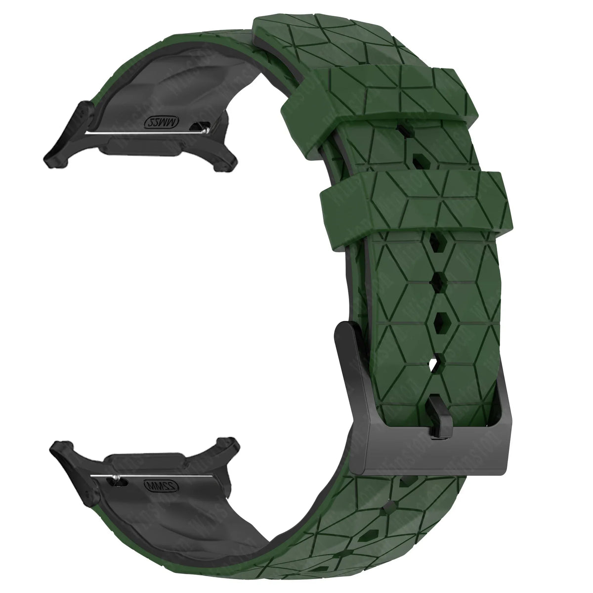 Silicone Sport Strap for Samsung Galaxy Watch 7 Ultra – 40 Colors Silicone Watch Strap Qme Green Black-B Galaxy Watch 7 Ultra