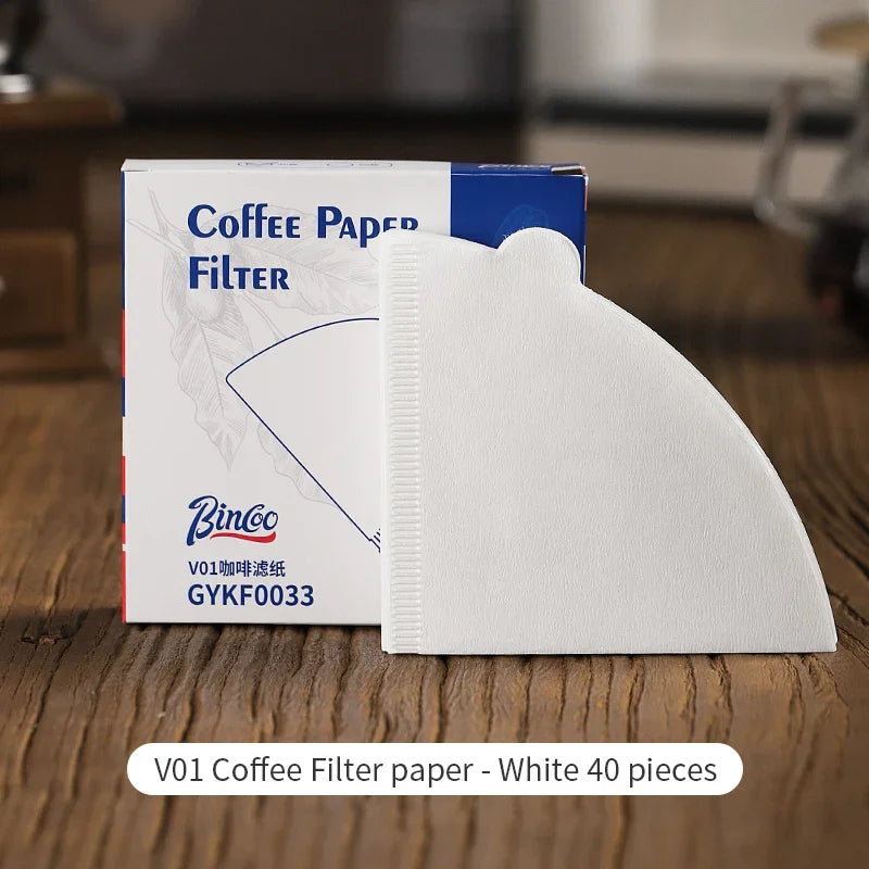 Bincoo V-Shaped Conical Coffee Filter Papers | Pour Over Coffee Filter Papers Qst V01-40pcs China Mainland