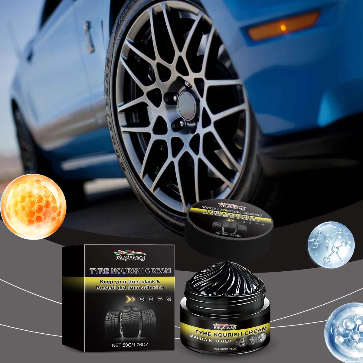 Car Tire & Wheel Retreading Wax – Polish & Long Protection Tire & Rim Wax Qst