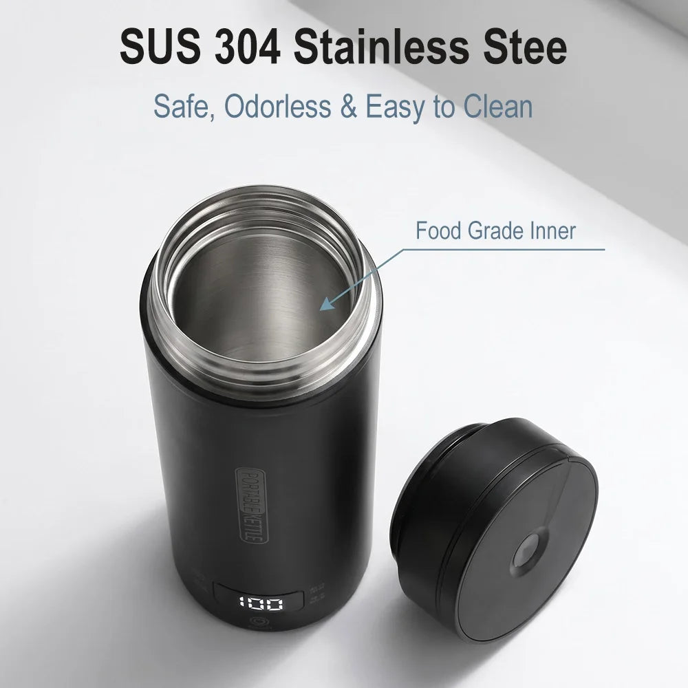 Portable Electric Kettle 500ml Touch Screen Thermos Cup Electric Kettle Cup Qst