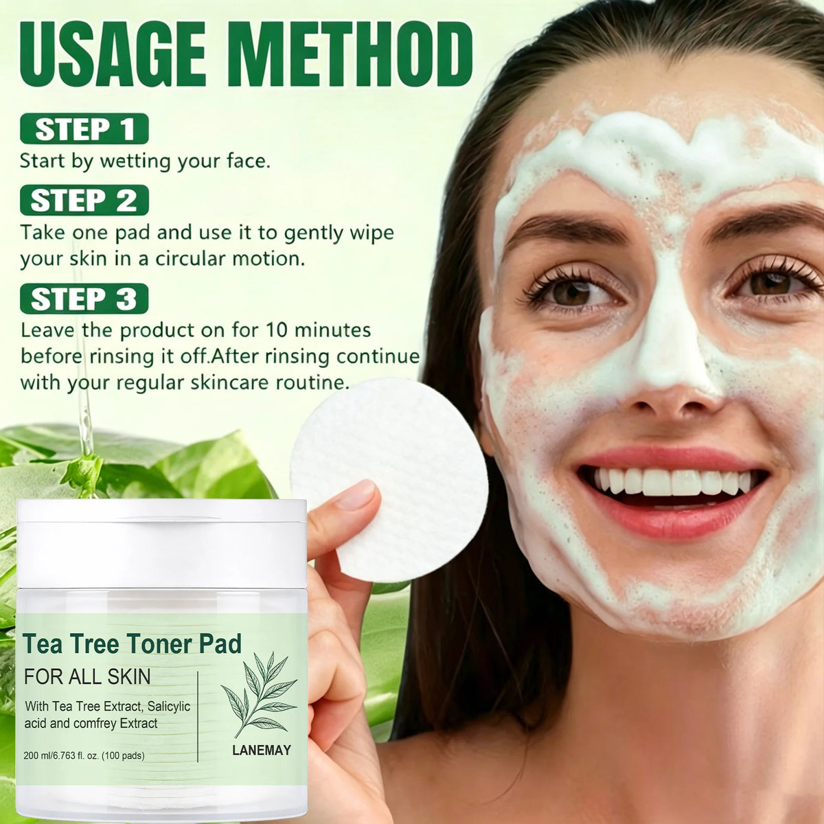Tea Tree BHA Salicylic Acid Toner Pads – Dual-Sided Exfoliator Exfoliating Toner Pads Qst