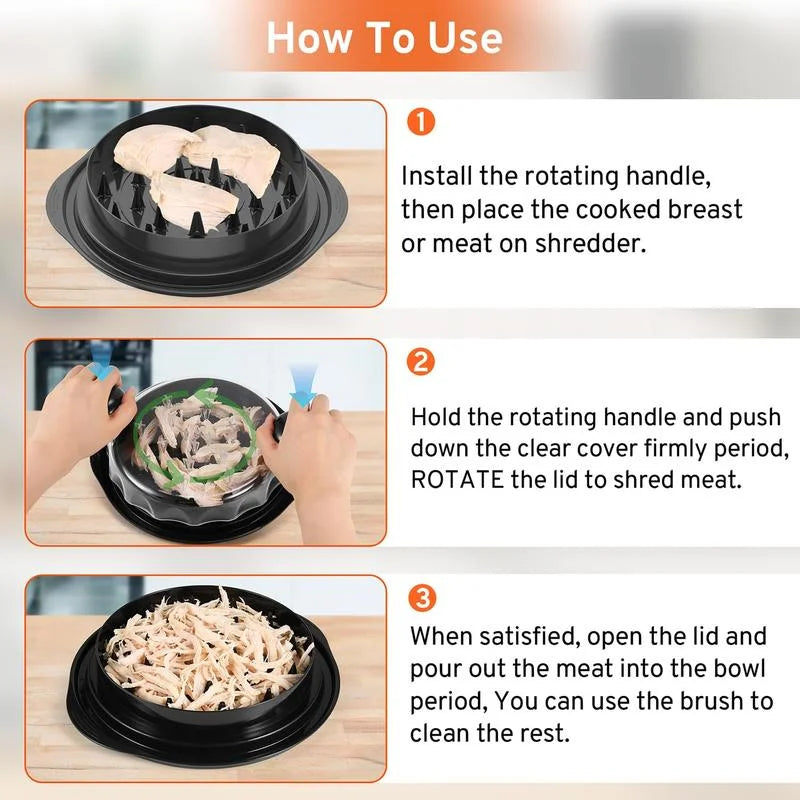 Large Meat Shredder Tool with Visible Lid – Chicken & Beef Meat Shredder Tool Qme